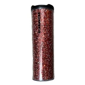 Starbucks 16 Oz Tumbler Coffee Red Glitter Holiday Plastic Hot Cup Grande Narrow